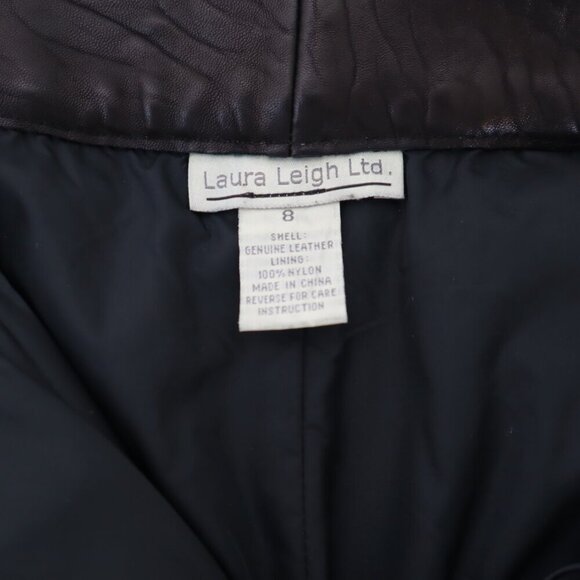 Laura Leigh Ltd VINTAGE Women's Black Leather Pants| Sz 8 |High Wasted | 80s 90s - Picture 7 of 9